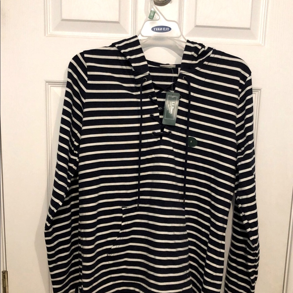 LL Bean nautical stripe lace hoodie